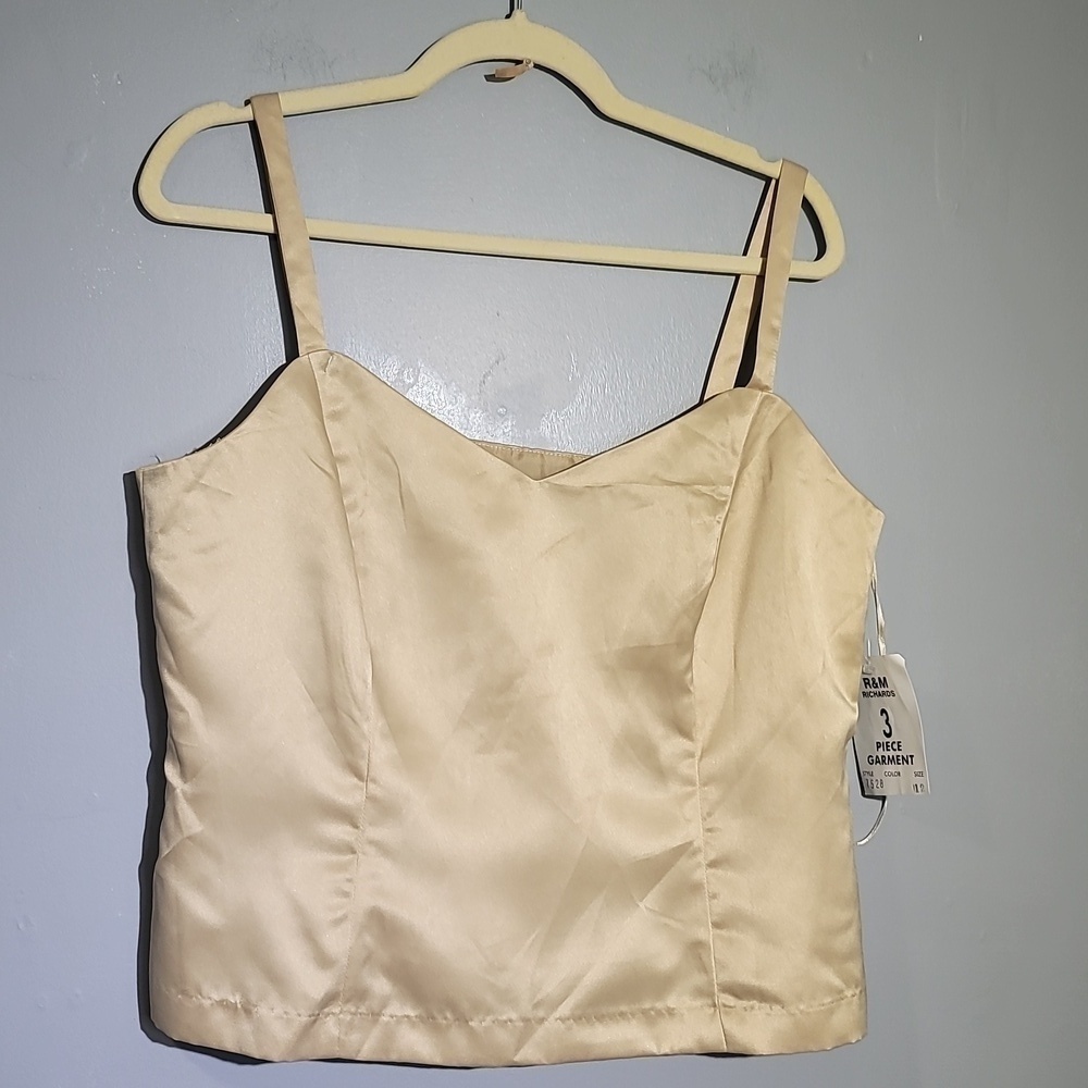 Vintage 90's R&M Richards Tan Gold Crop Spagetti Strap Tank Top